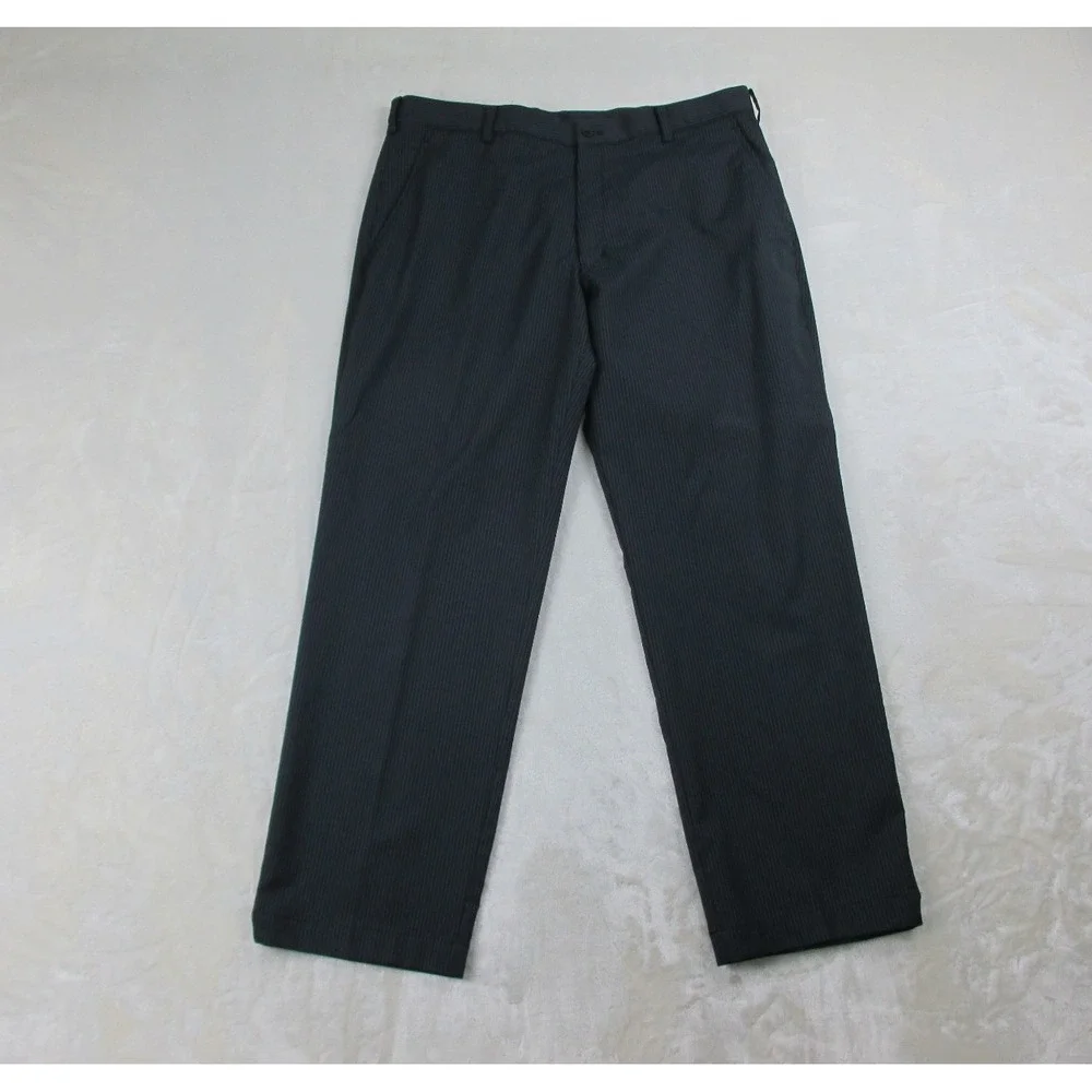 Nike Pants Mens 36 Black Chino‎ Pinstripe Preppy Lightweight Golf DriFit 36X30*